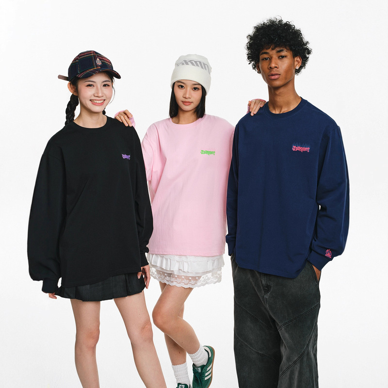 Bjrmln* Small Flame Flame Horizontal Long-Sleeved T-Shirt Men's Casual Versatile Loose American Street Bottoming Shirt Top