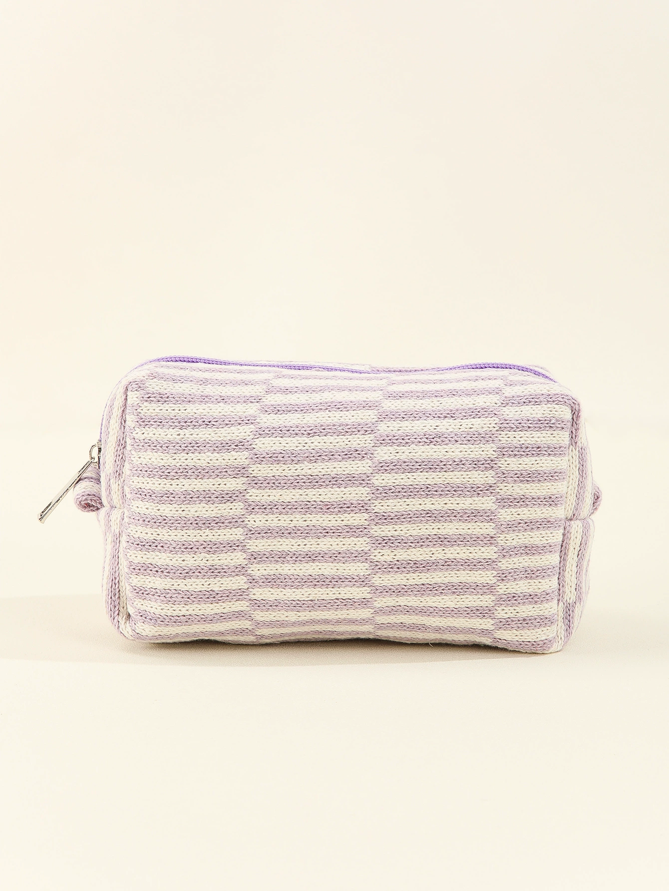  knitted cosmetic bag, handheld storage pouch, 18×11×7.5 cm, lightweight 60 g