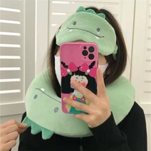 创意卡通恐龙午休护颈枕可爱小熊飞机枕可拆洗记忆棉U型枕送眼罩