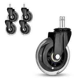 现货3寸静音插杆万向轮老板办公椅轮耐磨透明脚轮电脑椅转向滑轮