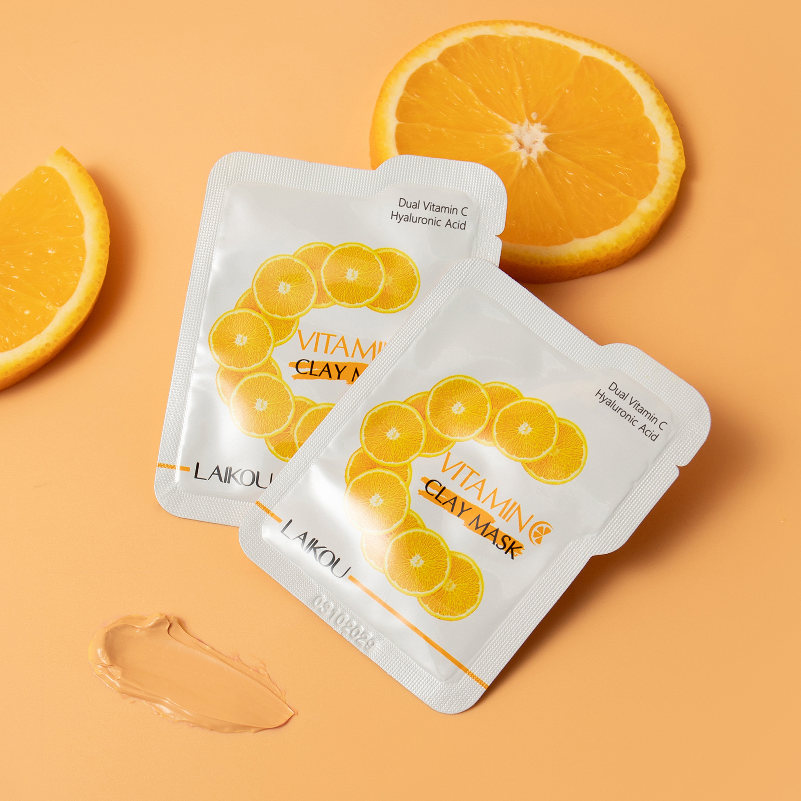 Cross-border in-stock new LAIKOU Vitamin c Mud Mask 5g*12 for pore cleansing, hydration and moisturizing, one-stop delivery undefined
