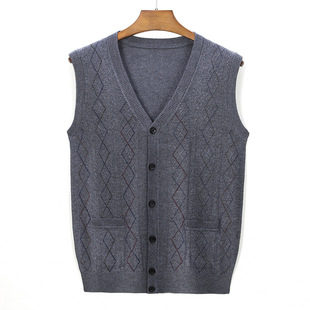 2025 New Autumn and Winter Men's Cardigan Sleeveless Knitted Vest Vest Waistcoat Sweater Casual Bottoming Warm Shirt for Men