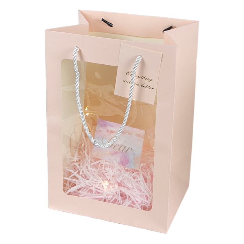 Bolso de flor de ventana transparente bolsa de embalaje de ramo de ventana bolsa de regalo de vacaciones bolsa de embalaje de regalo de San Valentín