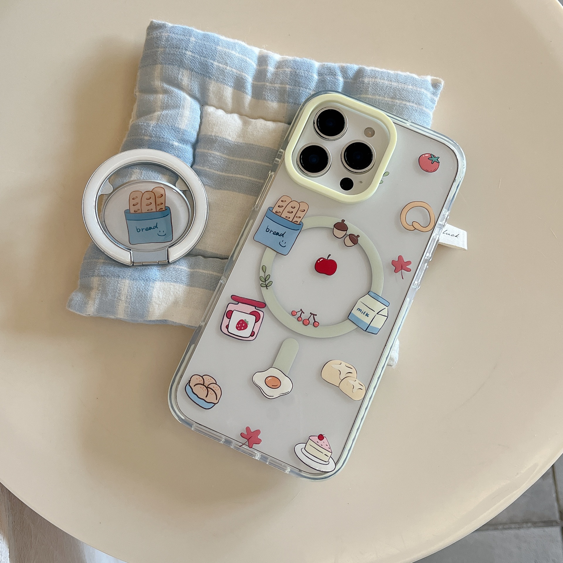 Postre fresco pequeño de nicho simple para Apple 16ProMax soporte magnético 15Pro personalidad pareja de 14PM