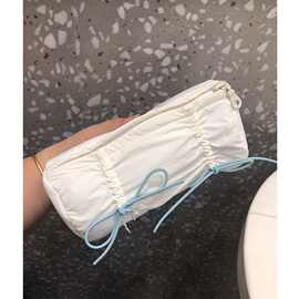 蝴蝶结芭蕾同款小红书抽绳少女大容量学生文具盒褶皱笔袋风