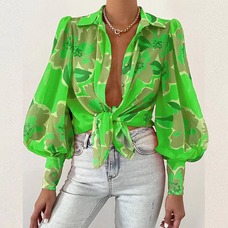 Women's Blouse Long Sleeve Blouses Printing Sexy Color Block display picture 3