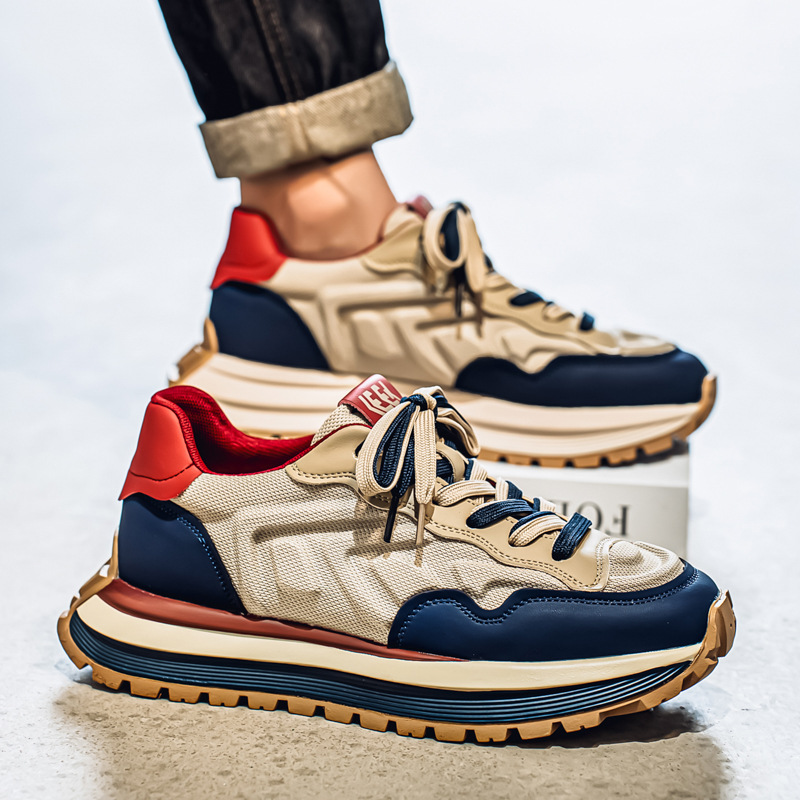 Zapatos transfronterizos para hombres al aire libre 2025 nuevos estudiantes casuales de verano, deportes de carrera juvenil, aumento de papá, zapatos de moda para hombres