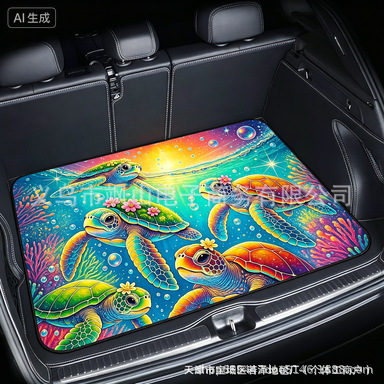 Hot-Selling Car Pod Trunk Mat Cartoon Leopard Print Rainbow Owl Non-Slip Stain-Resistant Crystal Velvet Universal Floor Mat