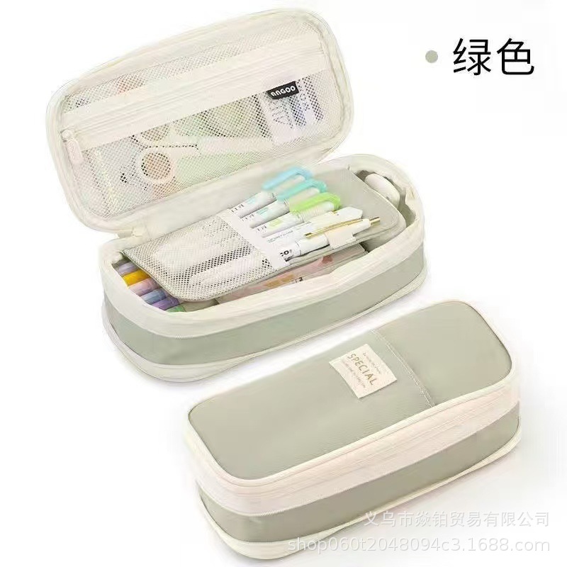 Estuche para lápices japonés de gran capacidad de alto valor Bolso de papelería de lona simple coreano para estudiantes de secundaria para niños y niñas Estuche para lápices lindo