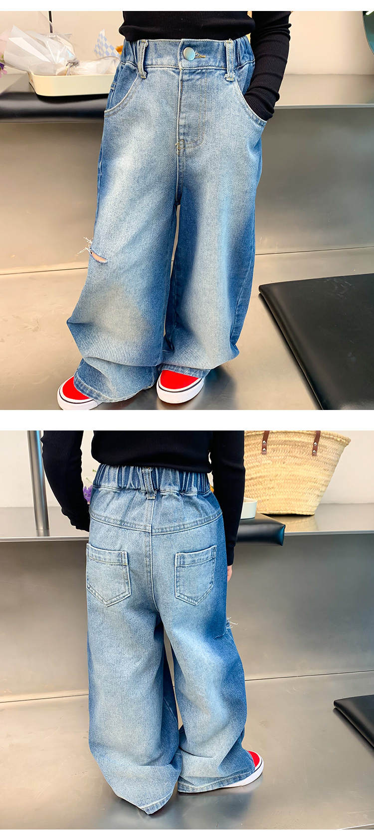 2023モデル【完売品】RELAX TROUSERS Children's jeans 2023 spring new boys and girls fashion