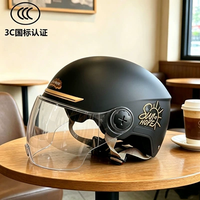 electric scooter safety helmet – Motosiklet kaskı (dəbilqə) - class-a-national-standard-sunshine-black-coffee-breathable-model-high-definition-lenses-543g
