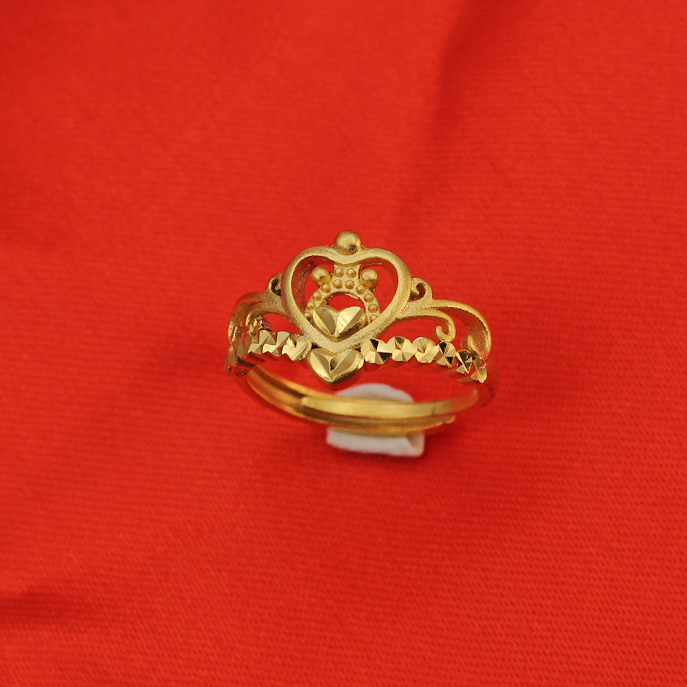 Sand gold crown flower bare body ladies open gold plated ring street…