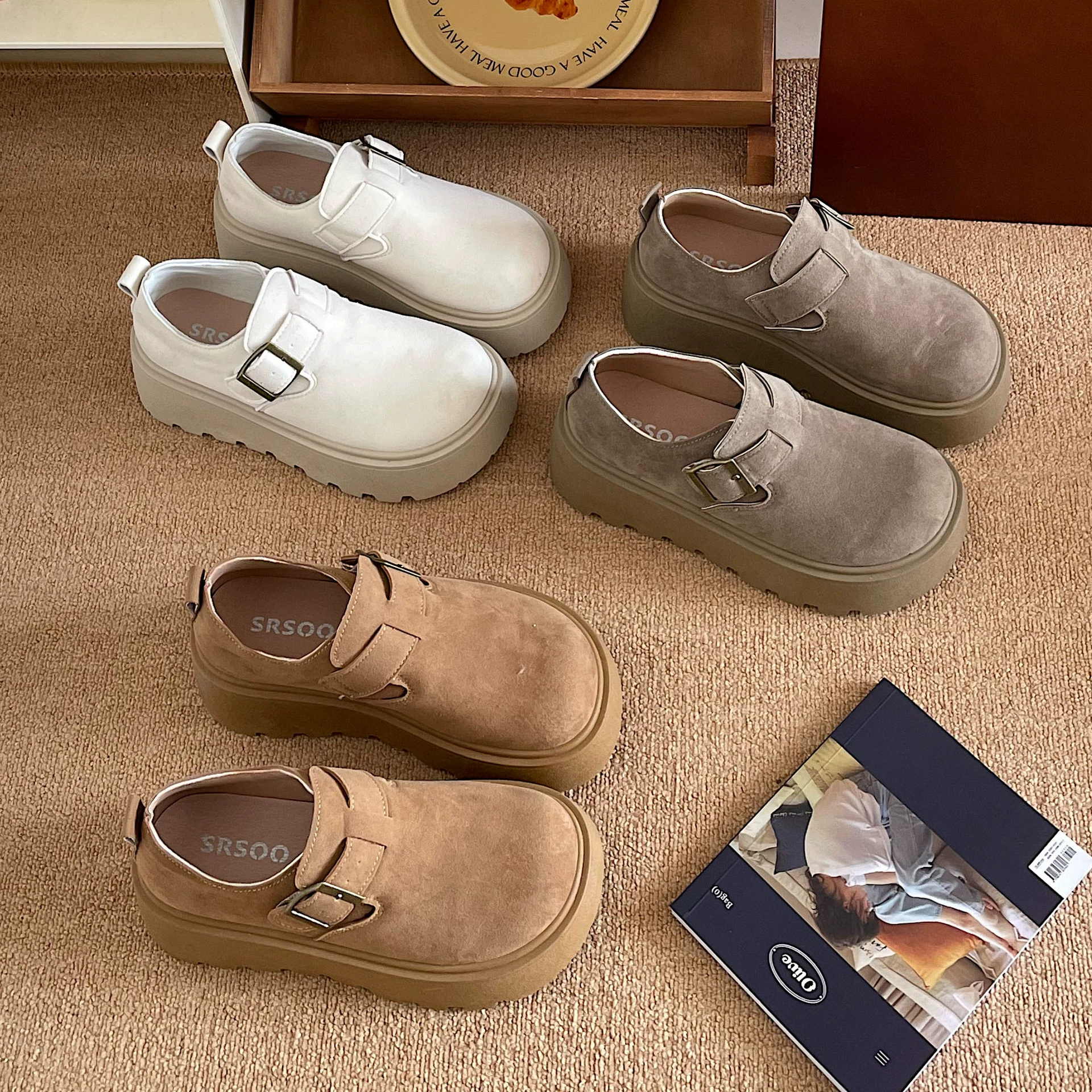 Jinhi ретро обувь Birkin на толстой подошве для женщин 2025 новая весна и осень