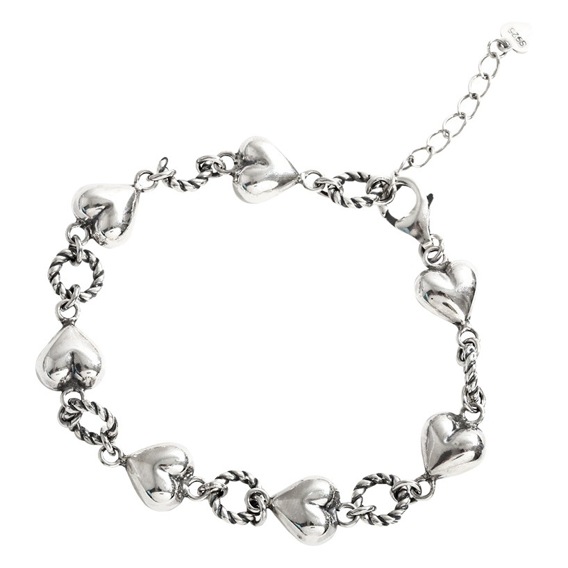 Pulsera retro de la borla del corazón para las mujeres ins nicho diseño exquisito estilo frío 925 Luz de plata esterlina de lujo de alta calidad joyería