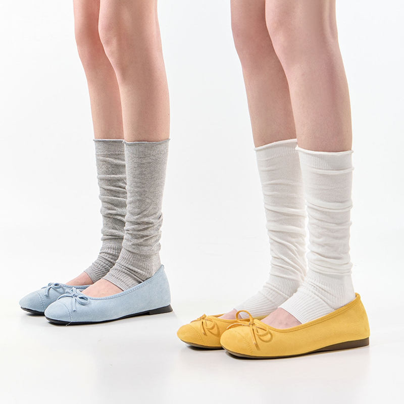 Ballet-Style Footless Socks, White Socks for Women, Summer Thin Breathable Half-Foot Leg Warmers, Light Gray Calf Socks