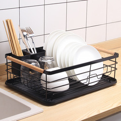 Metal tableware storage rack Iron drain rack Kitchen storage tableware storage rack Countertop finishing tray dish rack