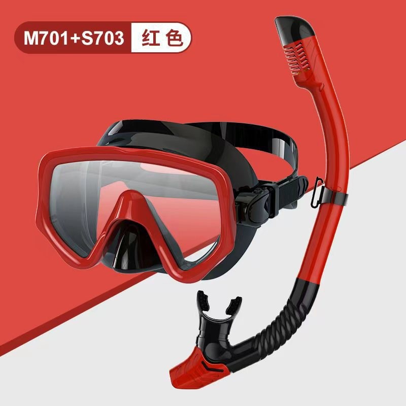 Snorkeling Set, Large Field of View Diving Mask, Semi-Dry Snorkel, Silicone Diving Goggles, Two-Piece Diving Equipment