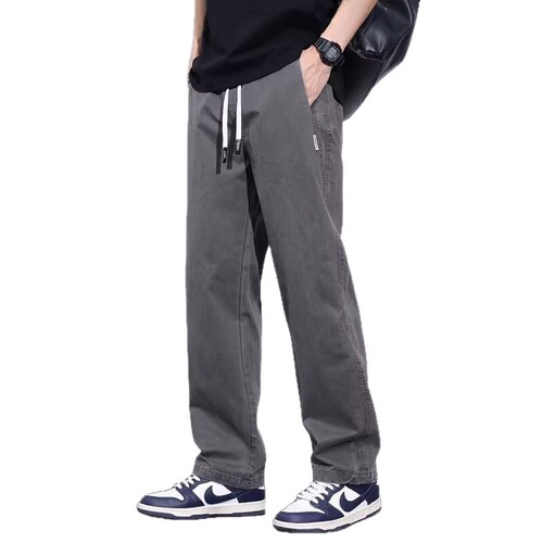 Men's Casual Trousers Fashion Minimalist Cool Work Pants Spring Summer American Streetwear Loose Plus Size Straight Leg Pants for Youth