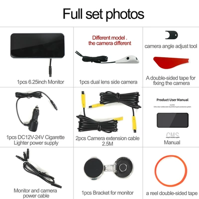 Rearview mirror/rearview mirror – 通用6.25寸触摸屏2分割电子后视镜AI盲区预警前后一体双镜头侧视