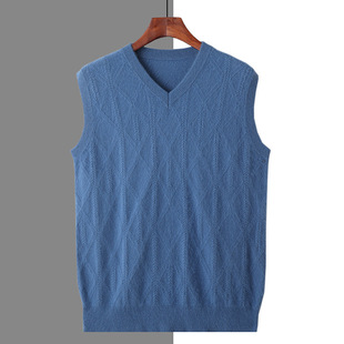Autumn and winter mink velvet vest men's fashion plus size autumn and winter solid color sleeveless cashmere sweater vest workwear sweater thick waistcoat