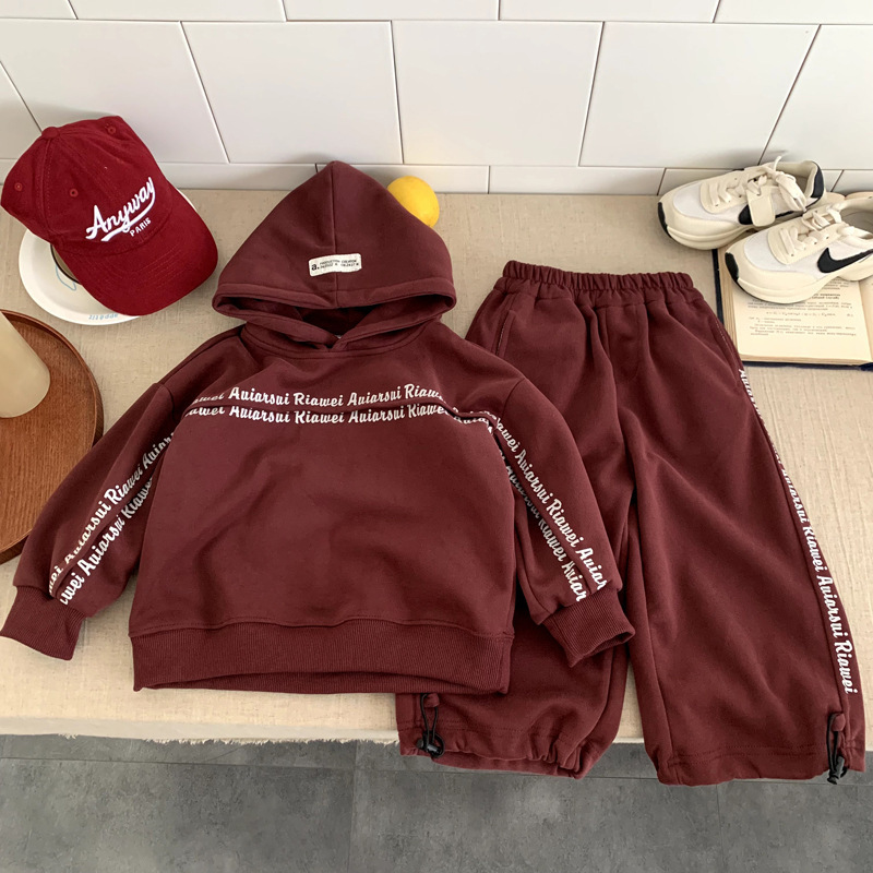 男童秋套装2025新款酷帅男宝宝卫衣连帽炸街春秋款儿童运动衣服潮|undefined