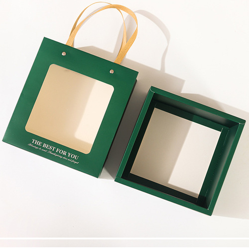 Transparent window gift box empty box portable drawer type blue souvenir gift box Women's Day gift box