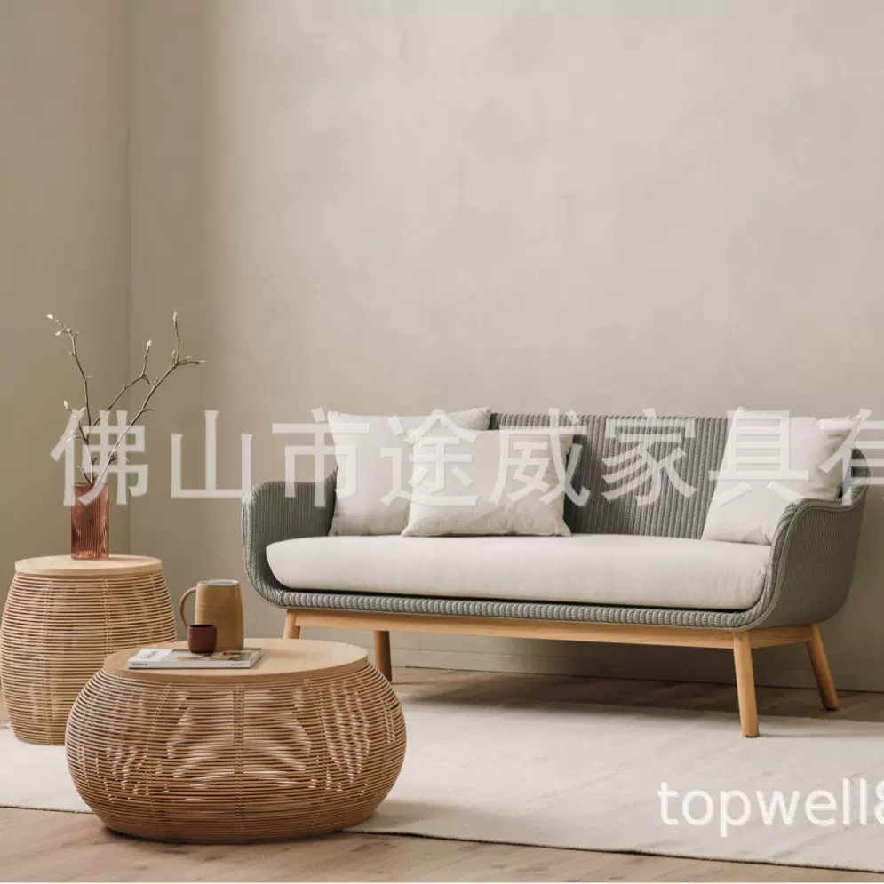 卧室仿藤边几角几民宿咖啡桌家用客厅组合茶几简易极简爆款沙发