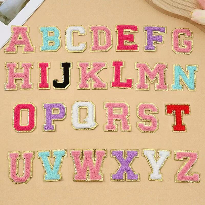 自粘款多色26个字母毛巾绣布贴羽绒服补丁贴辅料DIY字母自由搭配
