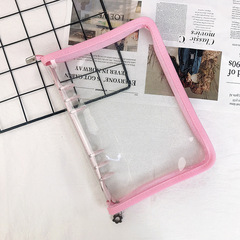 Korean ins style transparent loose-leaf color zipper a5 hand ledger shell 6-hole binder detachable notebook