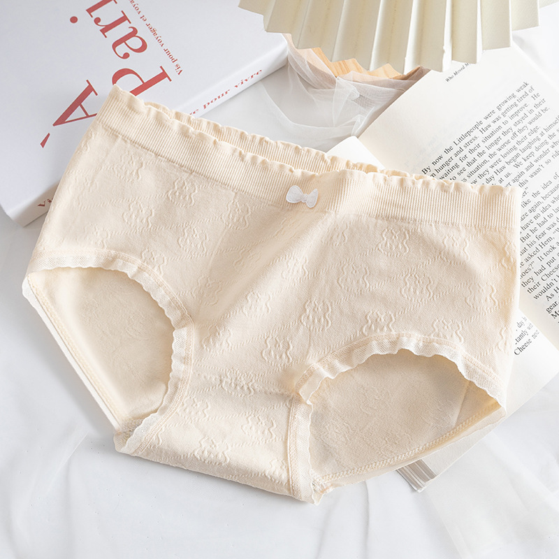 Ropa interior de mujer Algodón puro entrepierna antibacteriana transpirable cintura media más tamaño triángulo ropa interior corta verano delgada ropa interior de niña sin costuras