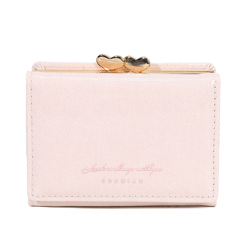 Promoción de la billetera de cuero PU alumno ultra delgado pequeña billetera de tres pliegues de viaje diario simple billetera de mujer personalizada