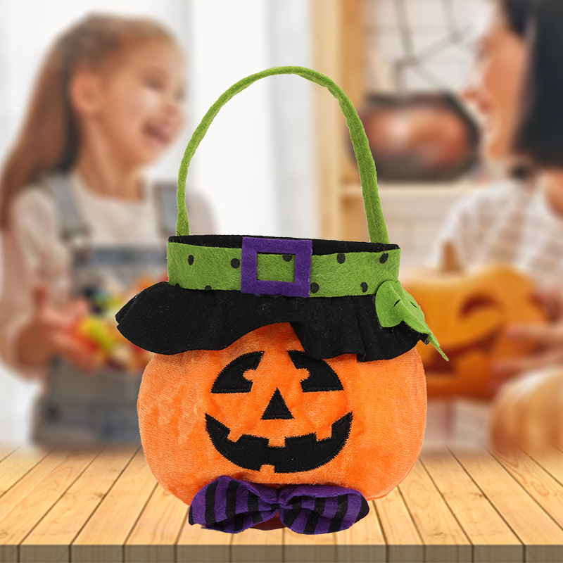 新しいハロウィンバッグ装飾用品フード付きラウンドトートバッグハロウィン子供のキャンディギフトバッグカボチャバッグ|undefined