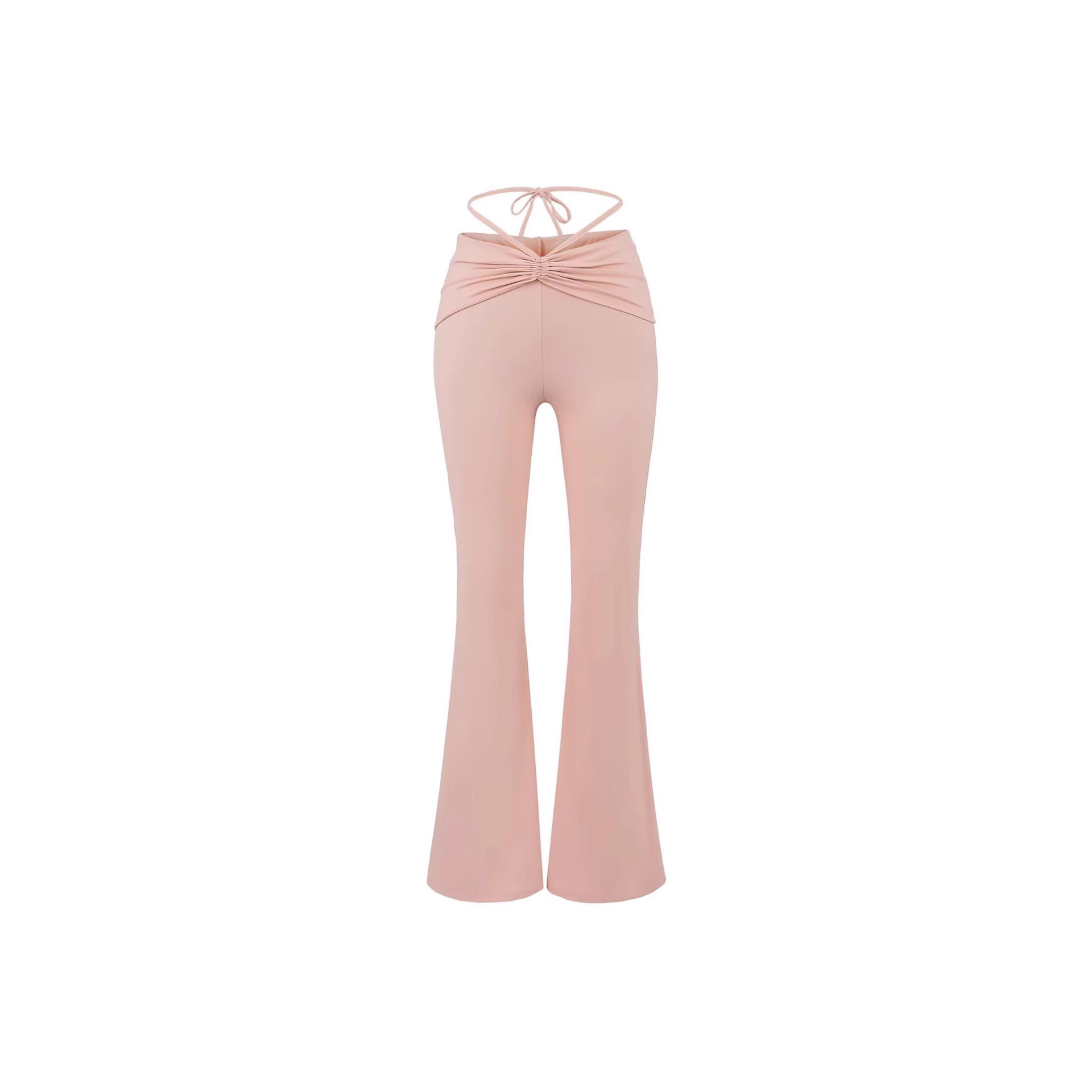 Bow-Knot Nude Buttocks Slightly Flared Pants for Women 2025 Summer New High-Waisted Wide-Leg Pants Fashionable Versatile Casual Pants