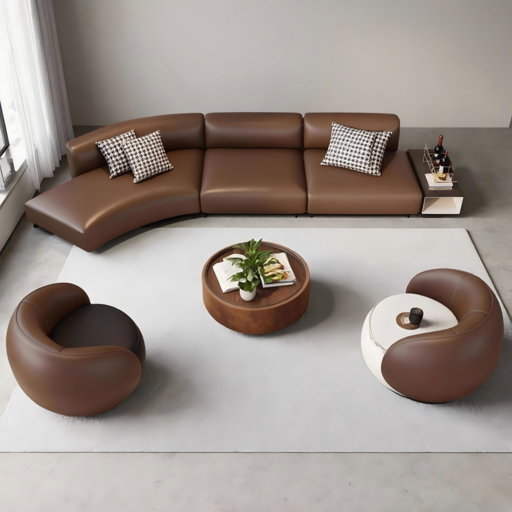 Moderno nuevo sofá de combinación pequeño hogar hotel familiar red simple crema arco de viento sofá de lujo image 3