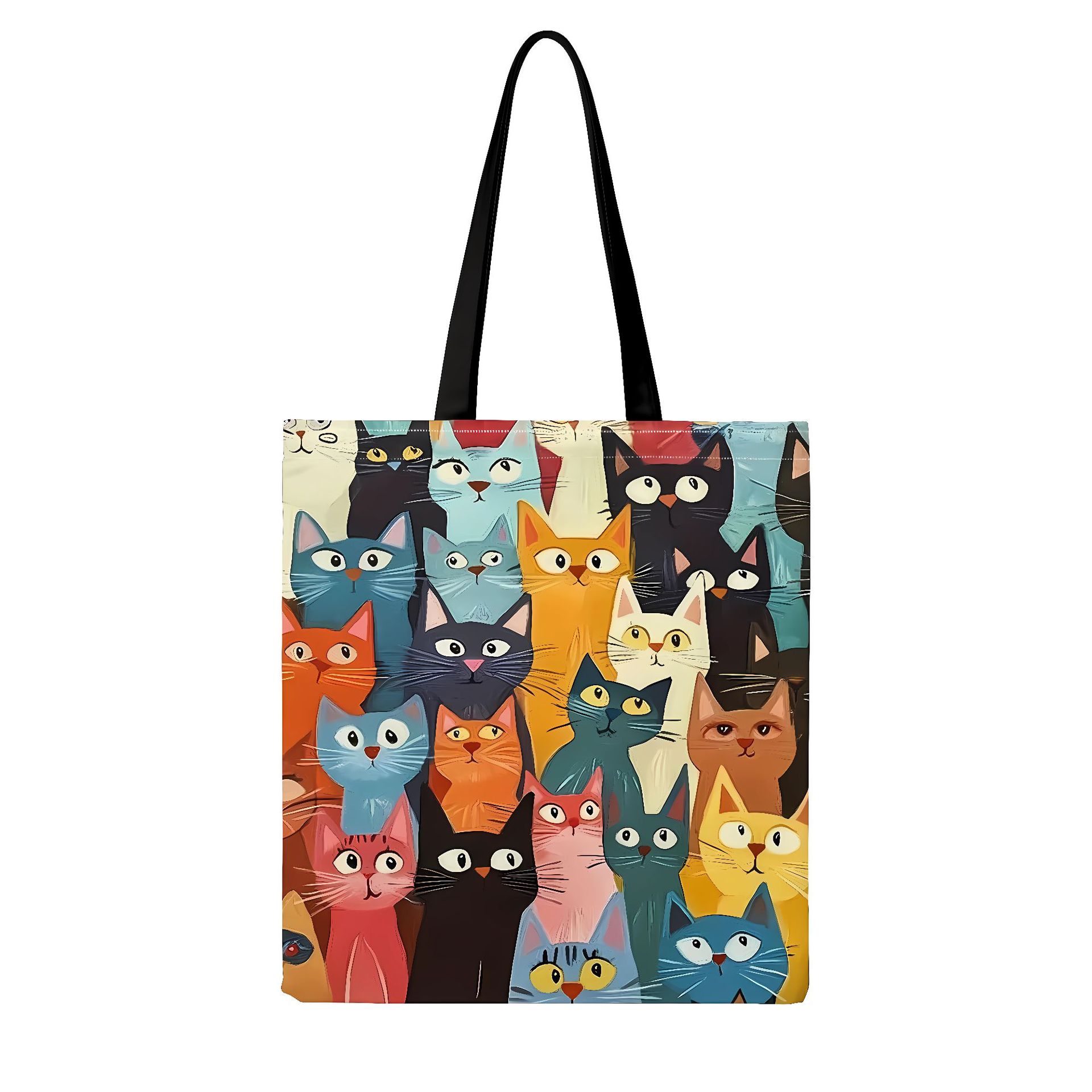 Explosiones transfronterizas adorables gatos bolsas de lona de impresión de gran capacidad para estudiantes de un solo hombro bolsas de lona al por mayor