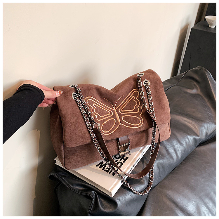 Nuova borsa a tracolla con catena monospalla di grande capacità, borsa da donna, borsa a tracolla con farfalla ricamata, borsa Maillard_voghion.com