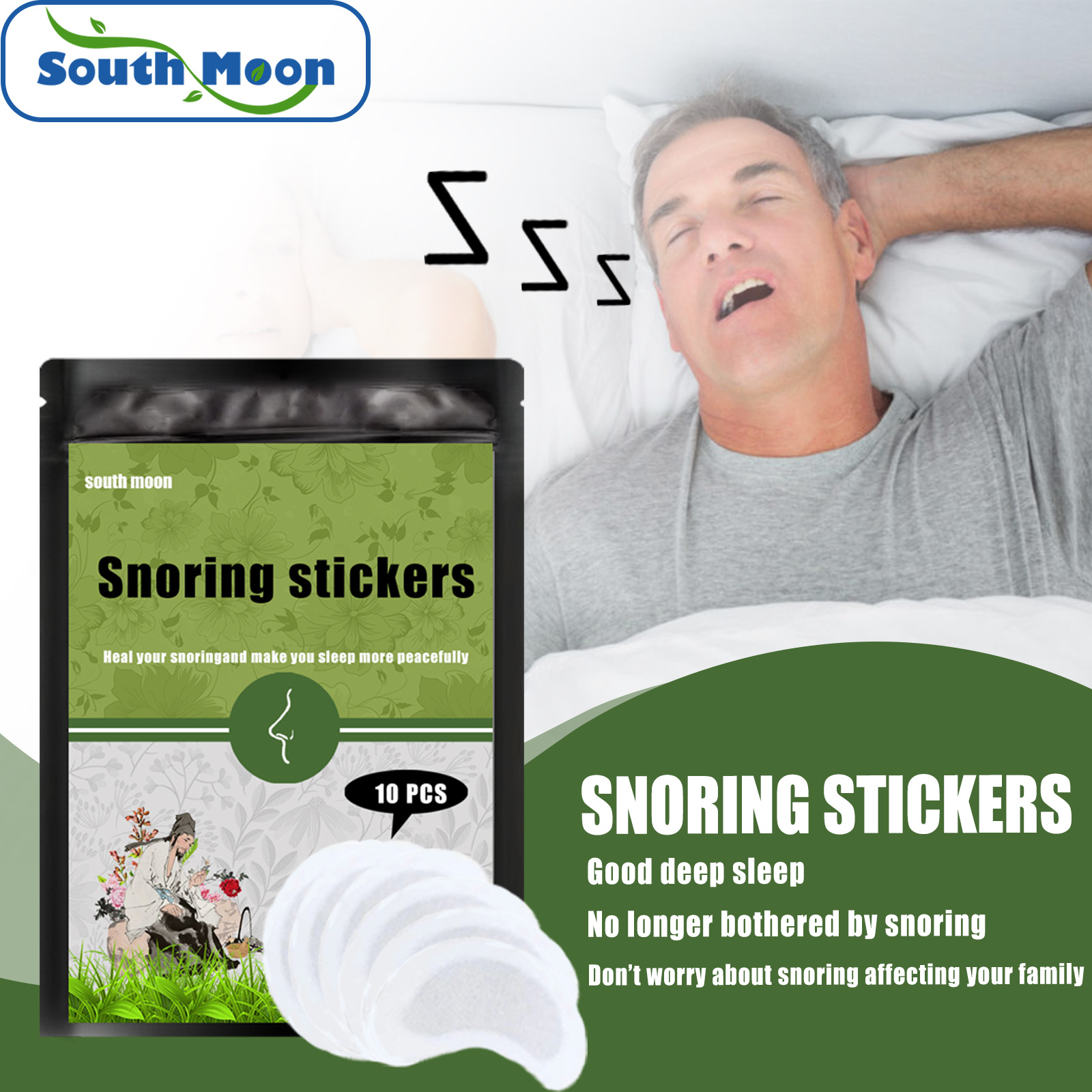 South Moon Anti-Snoring Ventilation Patch, Anti-Snoring, Talking in Sleep, Snoring Stop and Improve Sleep Care Patch_voghion.com
