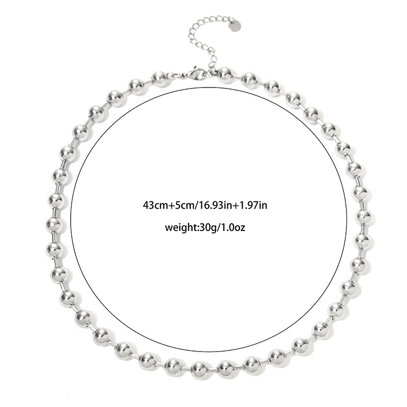 Fashionable universal necklace from pearl stainless steel, accessory, European style, simple and elegant design