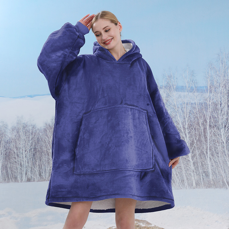 Pijamas transfronterizos engrosados de doble capa perezoso puede usar manta perezosa de franela perezoso con capucha pijamas de doble capa perezoso desgaste exterior