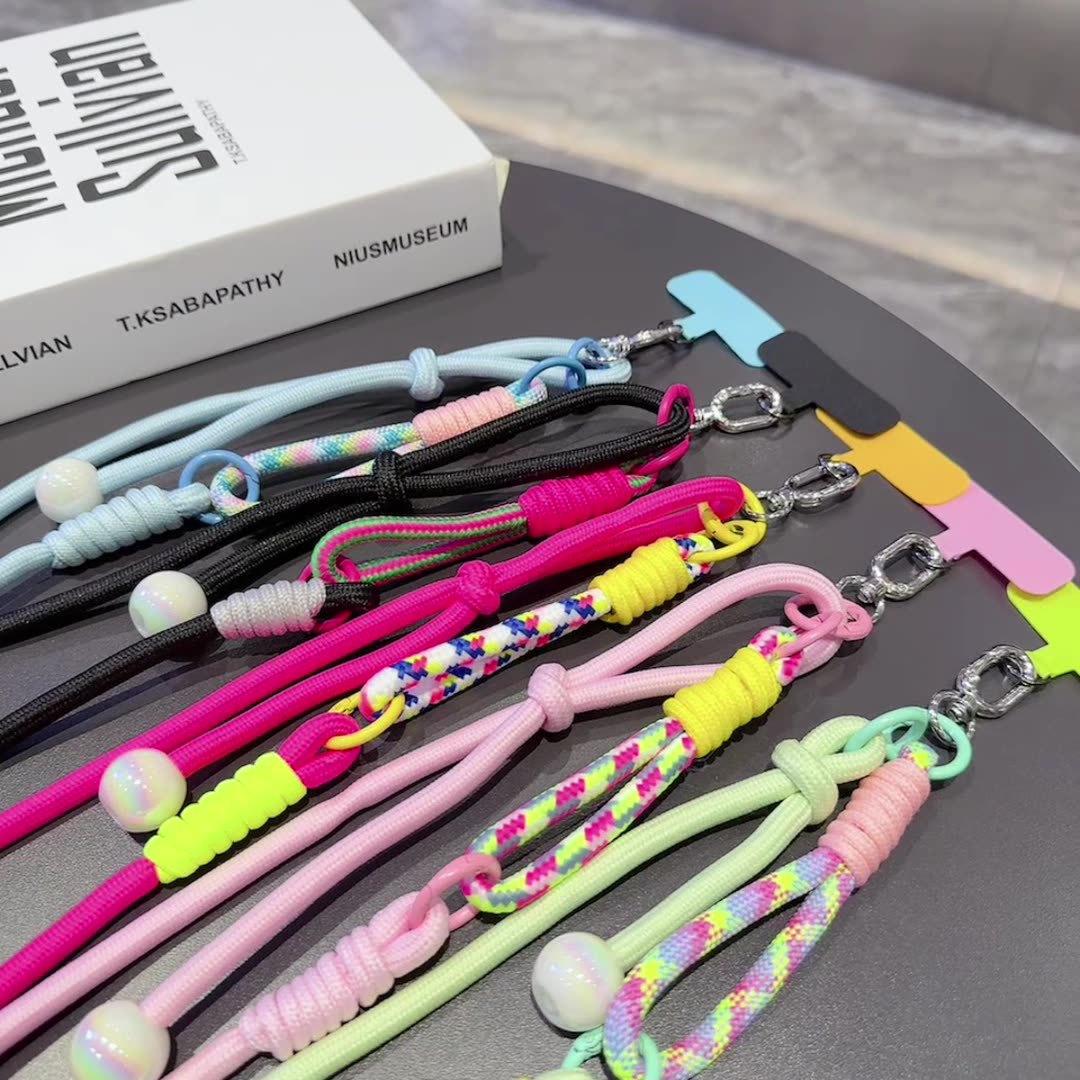 Nuevo cuello ajustable larga cuerda trenzada multifuncional cuerdas de empalme de muñeca estilo coreano de tendencia de pelota de color al aire libre a prueba de pérdida