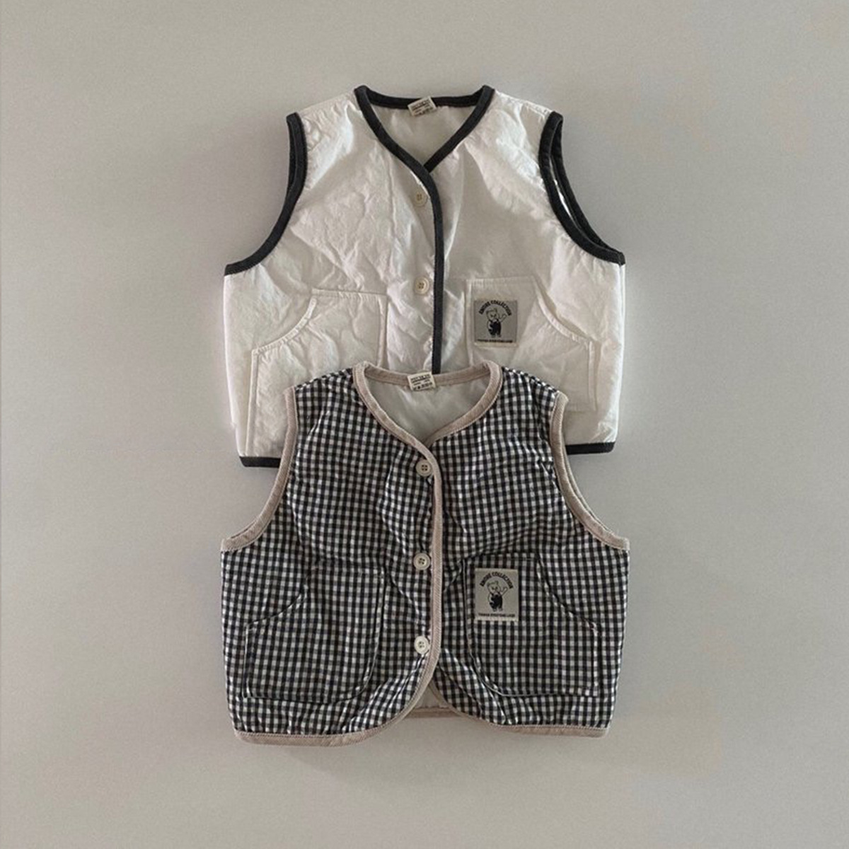 Bebé primavera chaleco abrigo estilo coreano ropa para niños bebé primavera y otoño ropa niños chaleco a cuadros primavera ropa de salida
