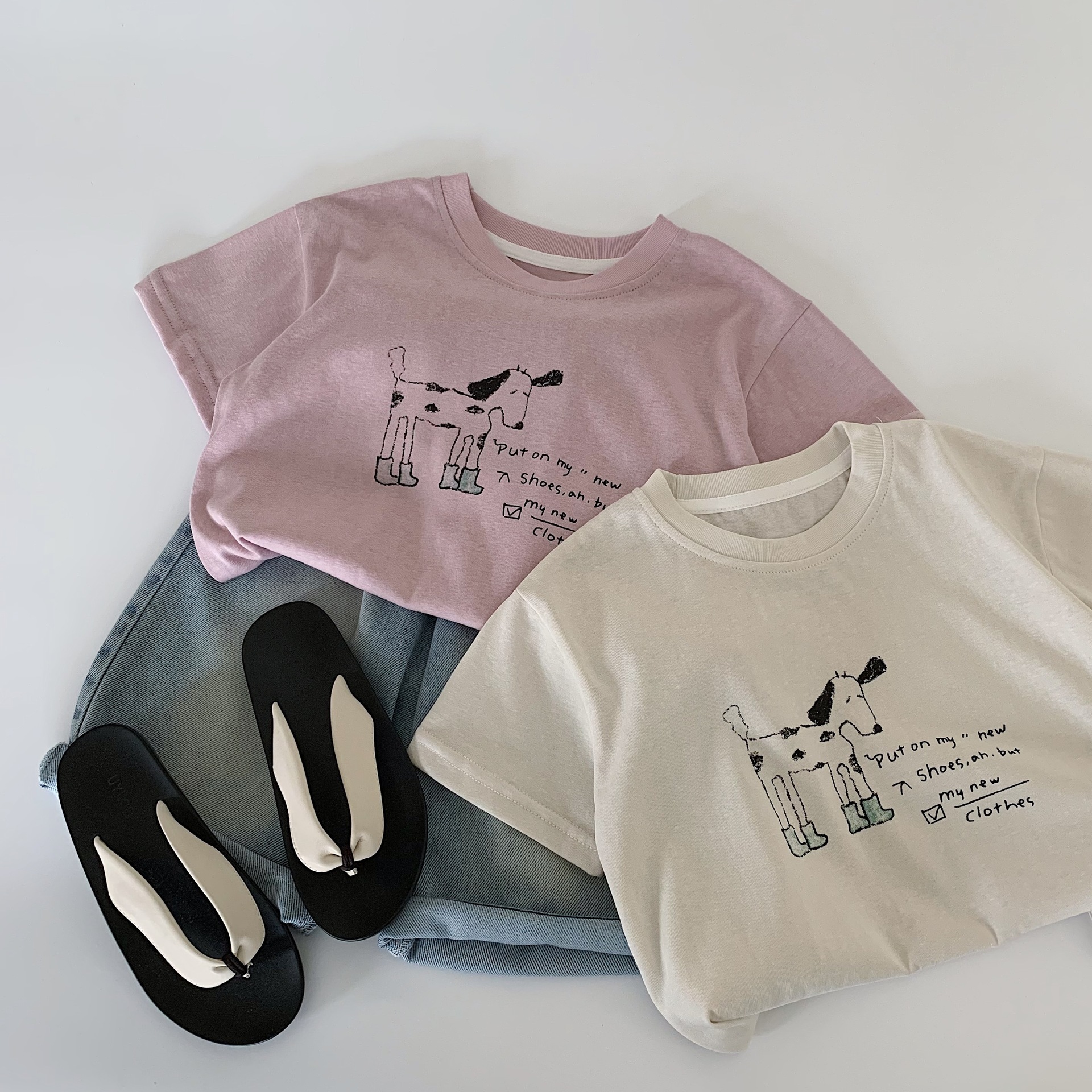 Maibao niños verano manga corta 2025 verano nuevo estilo coreano hombres y mujeres dibujos animados de bebé estilo occidental camiseta ropa de verano a