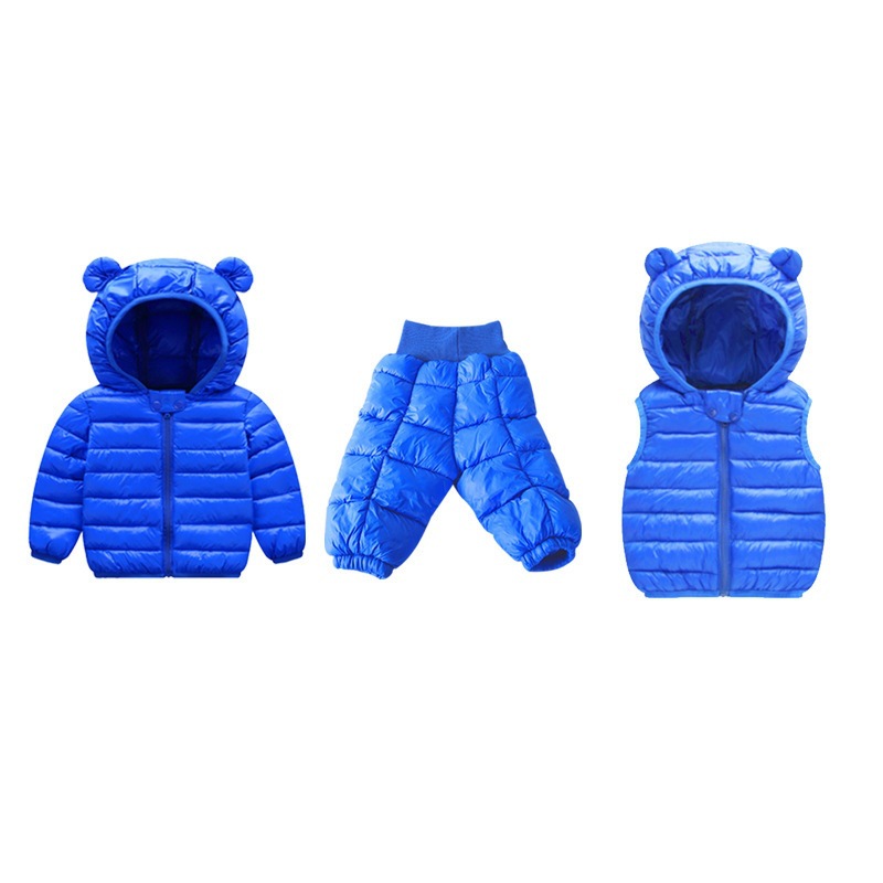 Otoño e invierno nuevo traje de ropa acolchada de algodón ligero para niños chaleco acolchado de algodón cálido para niños pantalones acolchados de algodón traje infantil