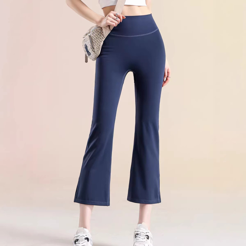 Nine-Point Flared Yoga Pants for Women, Thin High-Waisted Butt-Lifting Sports Fitness Pants, Sharkskin Cigarette Pants, New Summer Style Nine-Point Flared Yoga Pants for Women, Thin High-Waisted Butt-Lifting Sports Fitness Pants, Sharkskin Cigarette Pants, New Summer Style