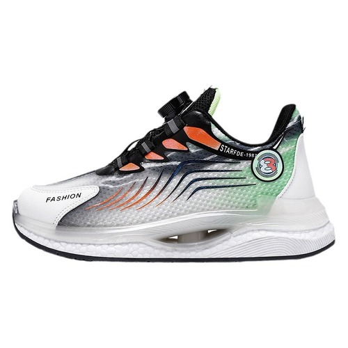 Children's Button Shoes Spring and Autumn Soft Sole Sports Shoes Boys Casual Shoes Middle and Large Children's Single Shoes Running Shoes Trendy