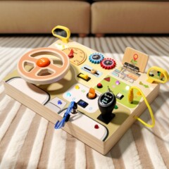 子供のモンテッソーリ早期教育シミュレーション運転ステアリングホイール電子スイッチライトサウンドビジーボード科学と教育補助教育玩具