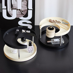 Nordic creative storage rack desktop double-layer moon-shaped tray ins style dressing table jewelry miscellaneous storage box