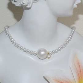 单珠锆石爆款施家珍珠轻奢气质天然珍珠平替项链直播供货锁骨颈链