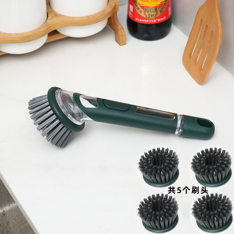 Cocina de mango largo cepillo de paneles artefacto líquido automático cepillo de paneles lavavajillas cepillo de lavavajillas doméstico alambre de acero bola limpia