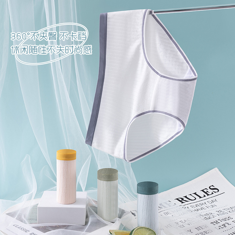 Japonés simple Niñas Ropa interior primavera y verano delgada cintura media cadera algodón transpirable antibacteriano entrepierna ropa interior de mujer en stock